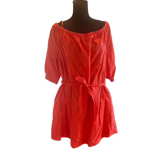 GAP Eyelet Off Shoulder Coral Orange Dress - XXL (NWT) - Picture 1 of 6